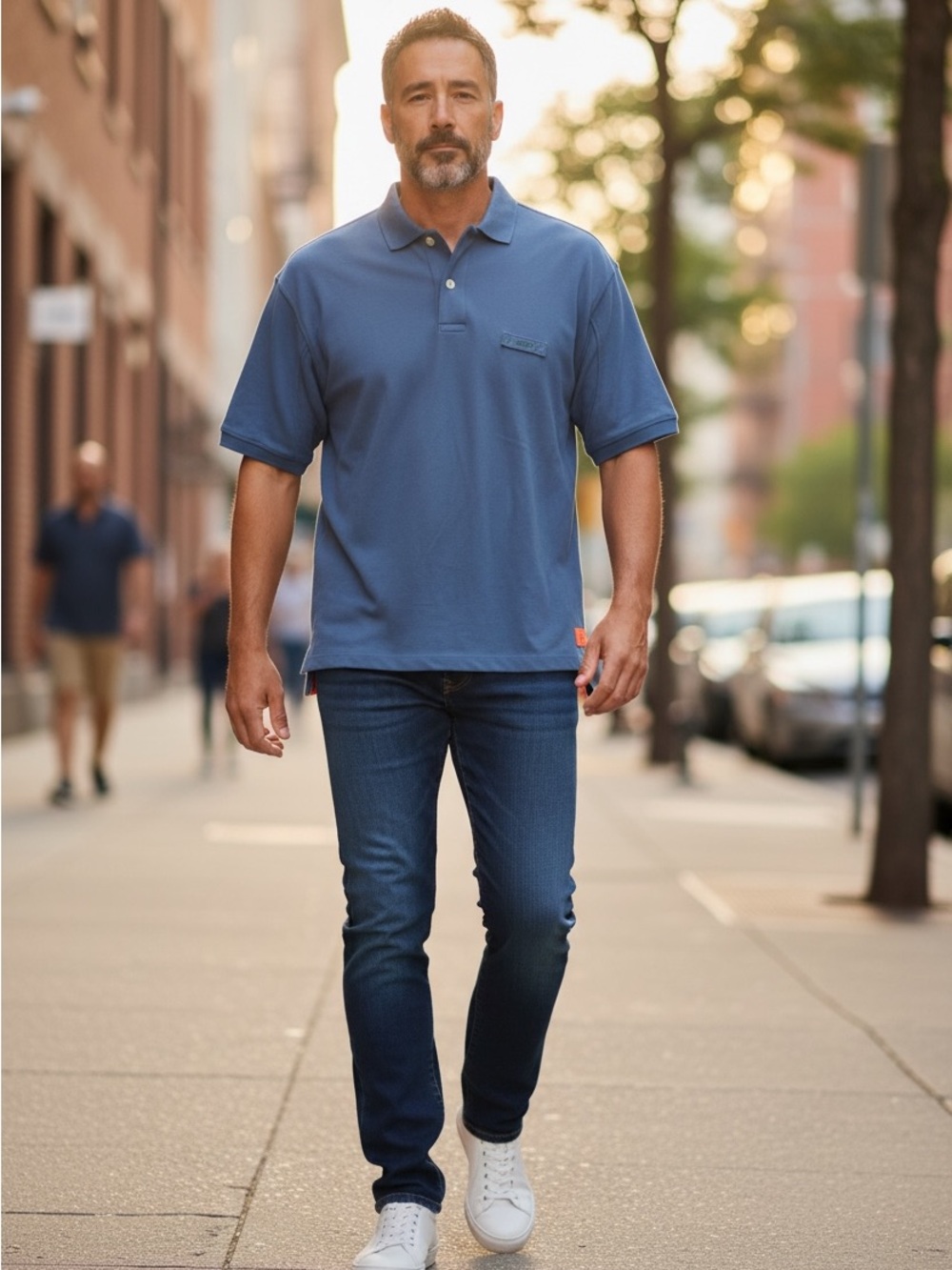 Orvis Signature Mens Polo Shirt Size L Blue Pique Cotton Casual Fly Fishing Golf